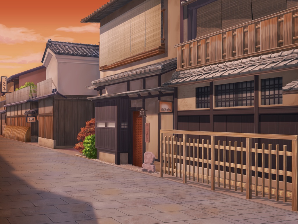 「祇園」背景絵(時間・天気差分あり)