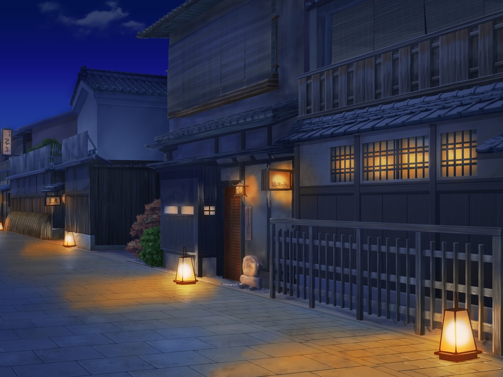 「祇園」背景絵(時間・天気差分あり)