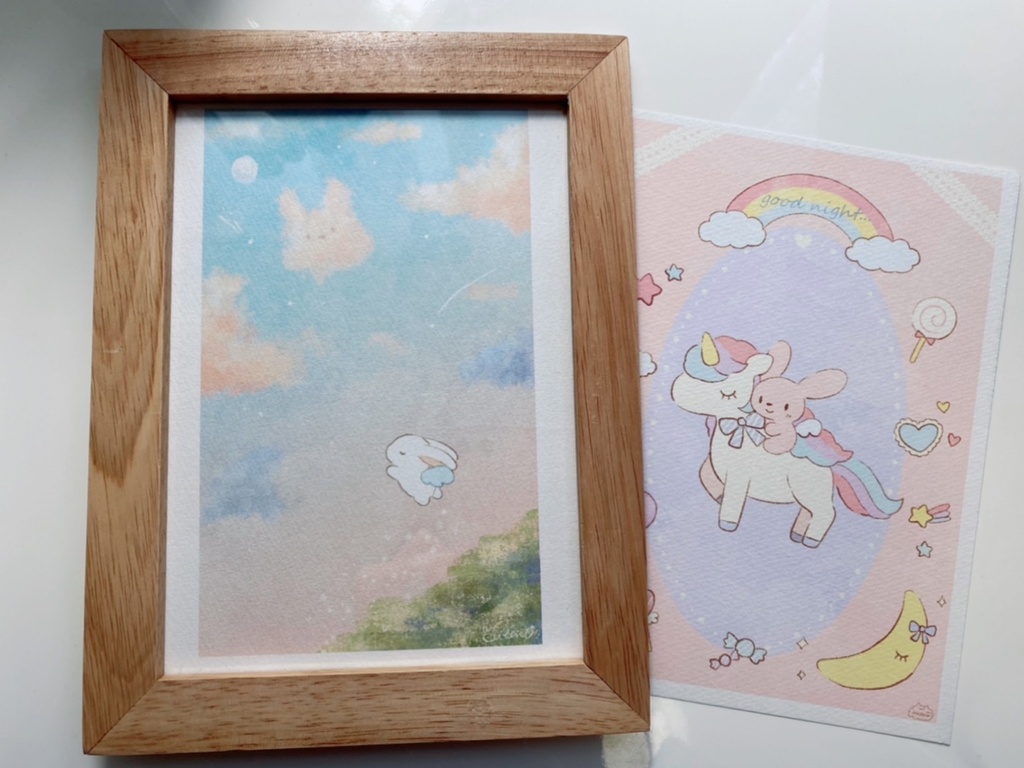 天使うさぎと夕暮れ空 おまけイラスト 額１点付 Mion S Shop Booth