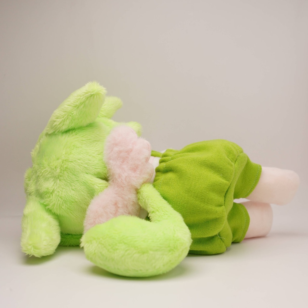 【1月17日まで抽選】【ねそべり / おすわり / ひっつき】ハンドメイド3wayずんだもんぬいぐるみ(ずんだもん 27)