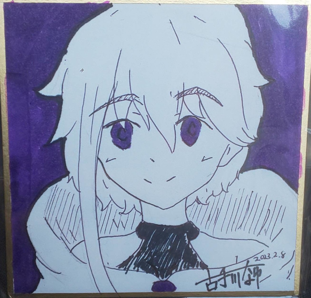 ミニ原画色紙 紫