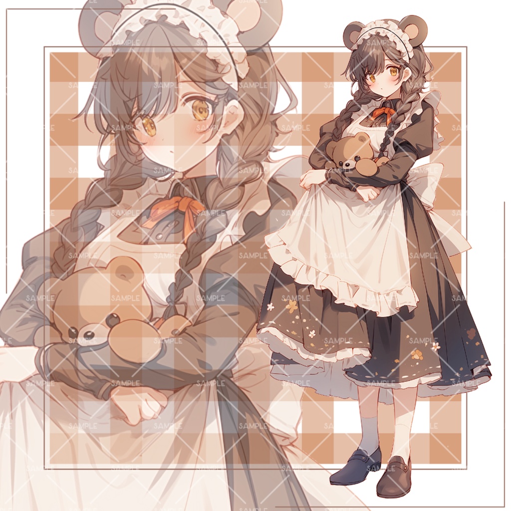 《No.21》立ち絵素材_熊耳メイド_女の子