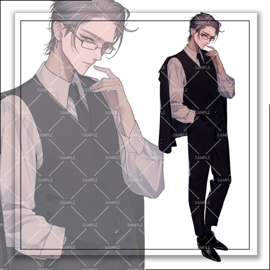 《No.35》立ち絵素材_スーツ_眼鏡_男性1