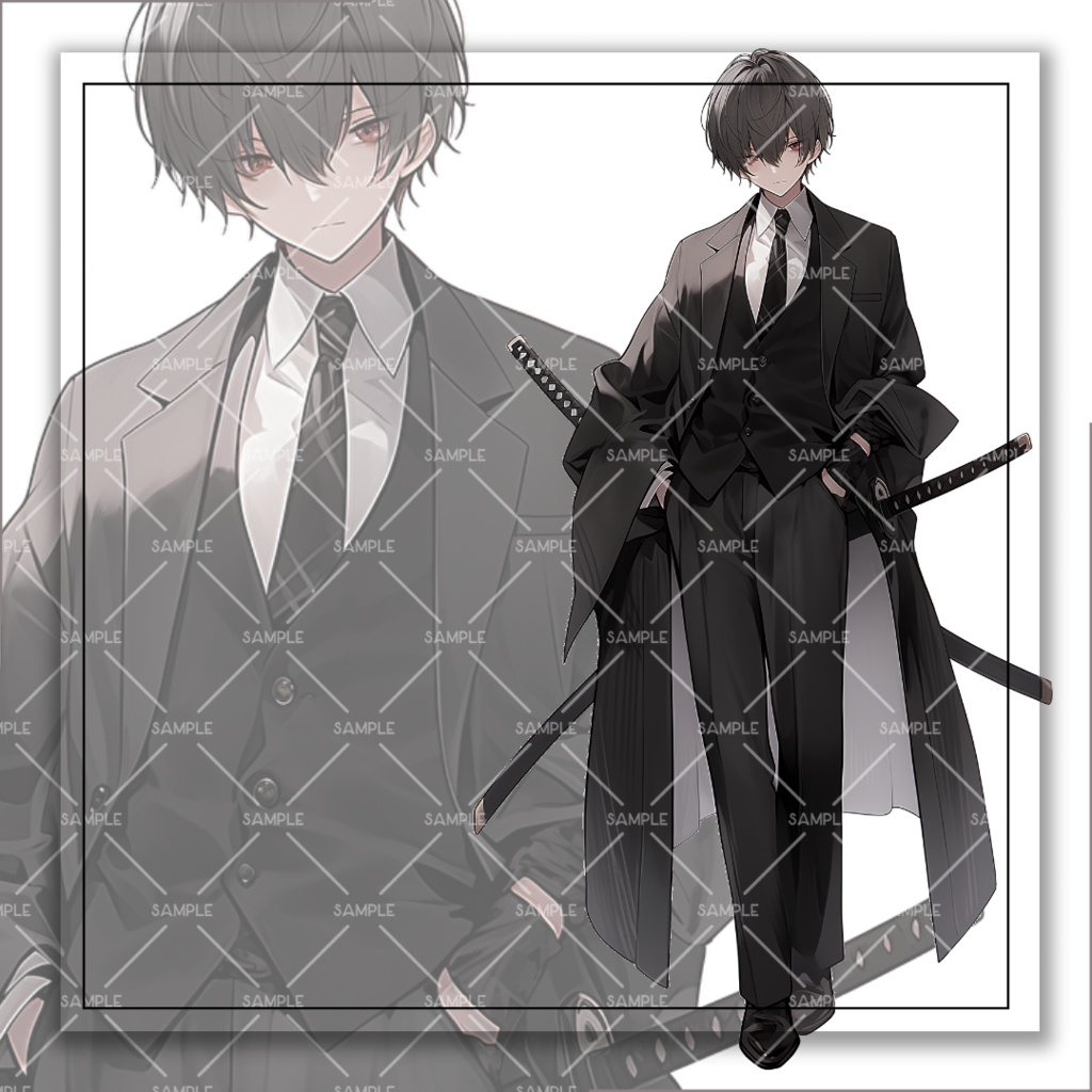 《No.50》立ち絵素材_スーツ_男性_刀