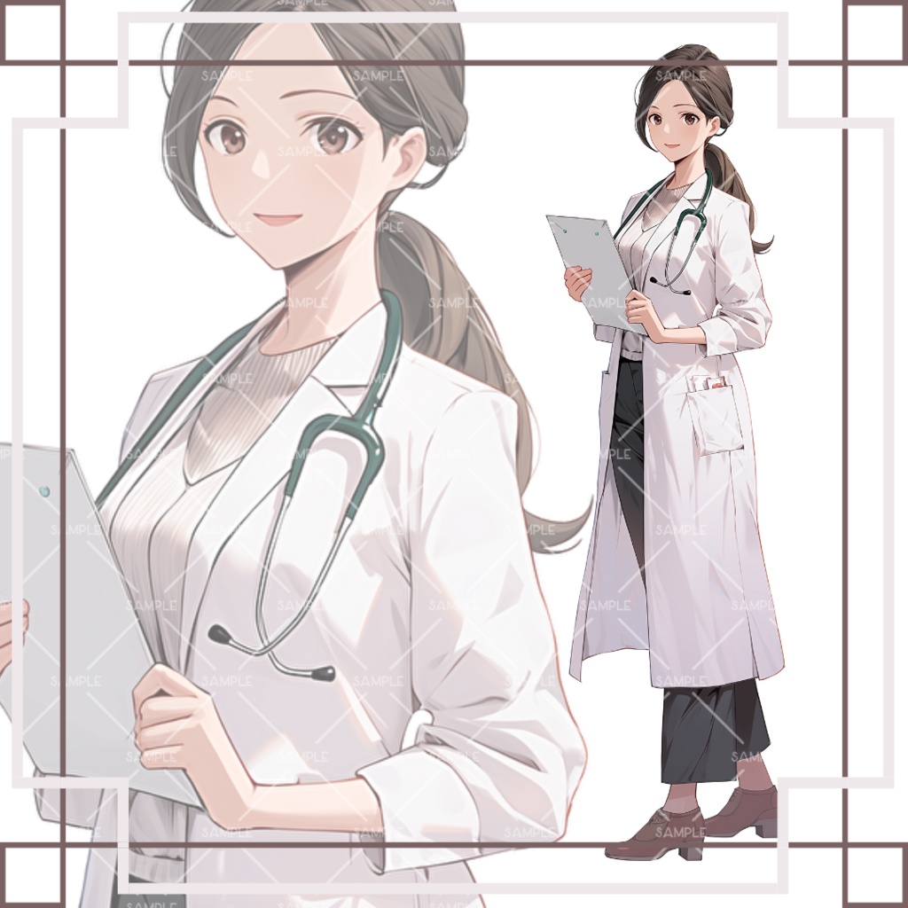 《No.52》立ち絵素材_医者_女性_ポニーテール