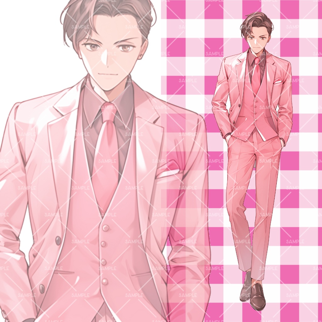 《No.59》立ち絵素材_ピンクスーツ_男性