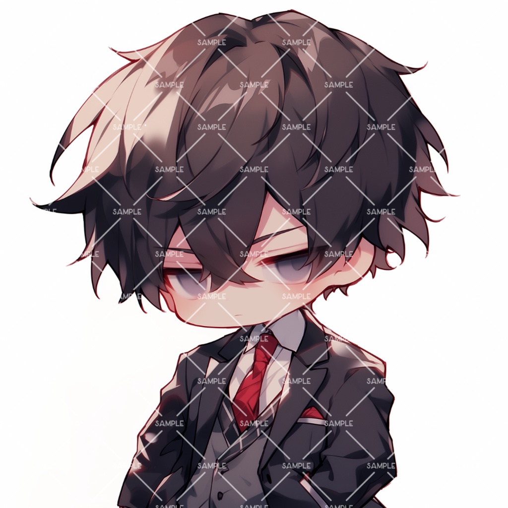 《No.84》立ち絵素材_スーツ_刀_男の子_ちびキャラ