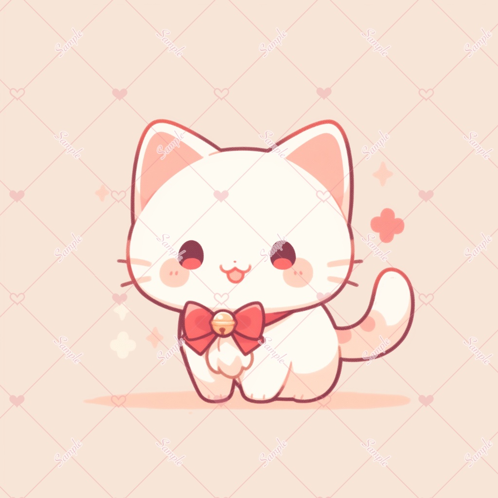 ♡デフォルメ_白猫_リボン_アイコン