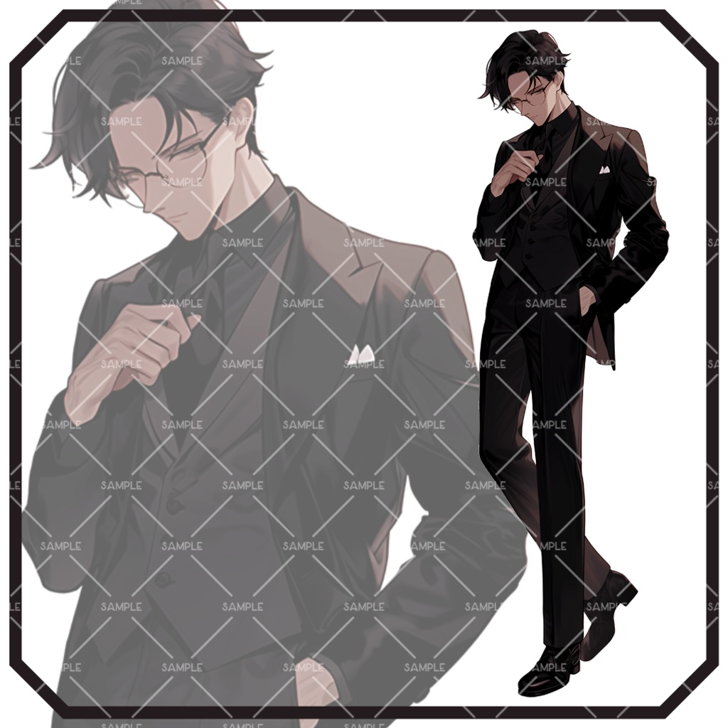 《No.96》立ち絵素材_スーツ_眼鏡_男性2