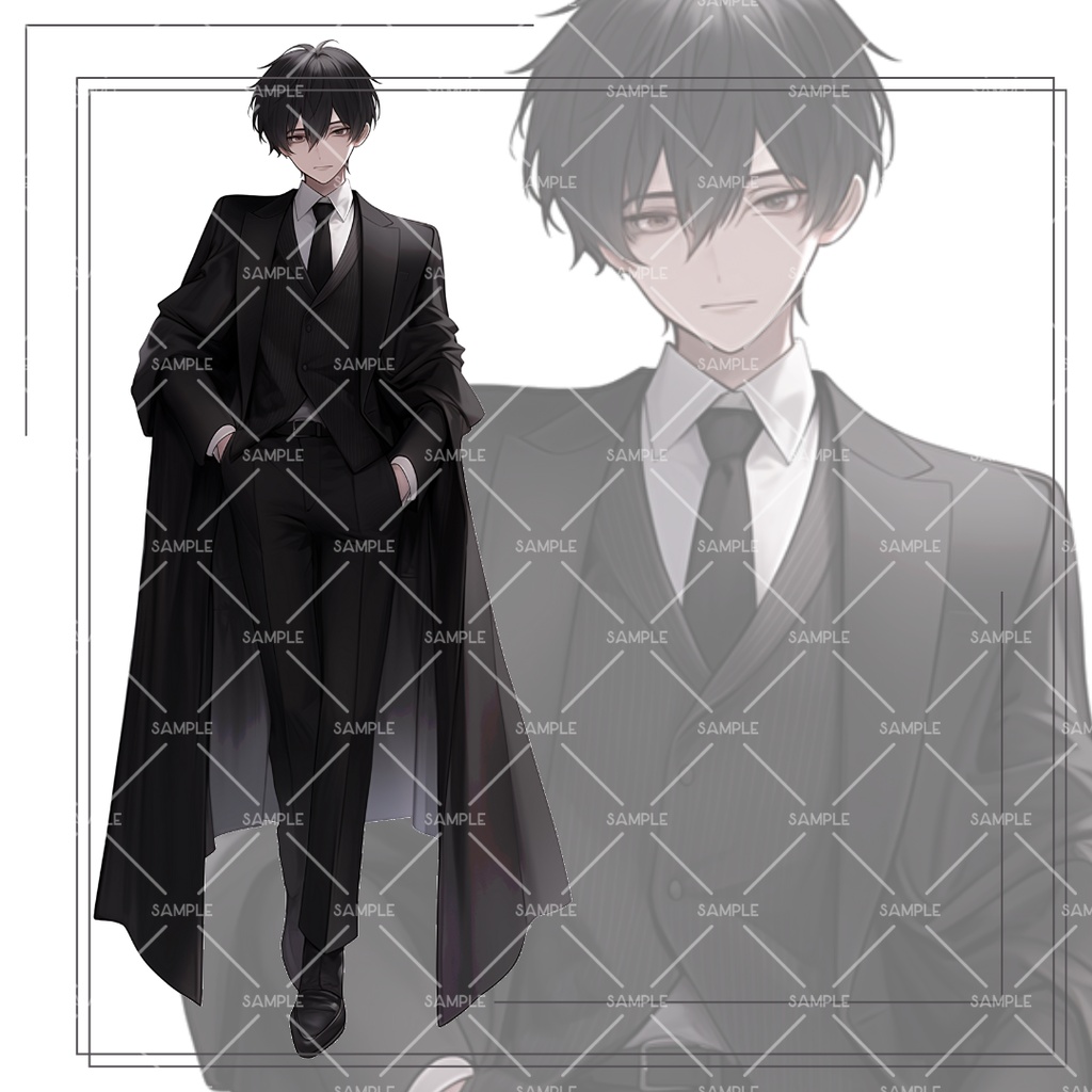 《No.98》立ち絵素材_スーツ_マフィア__殺し屋_男性