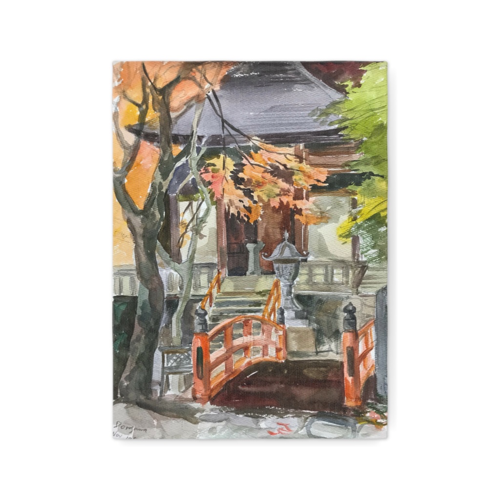 洞川 龍泉寺の秋 Across the Red Bridge — Ryusenji Temple