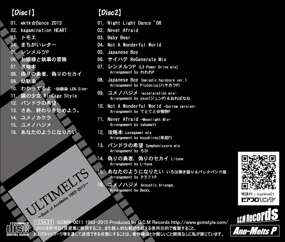 アンメルツP活動初期ベストアルバム『ULTIMELTS』