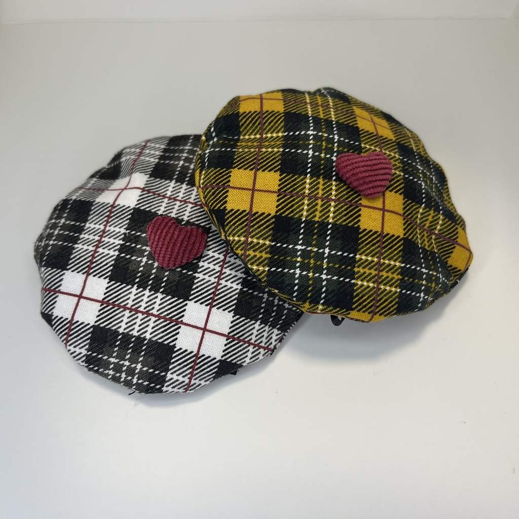 ぬい用 ぬい服 ちびぐるみ ベレー帽 セット チェック