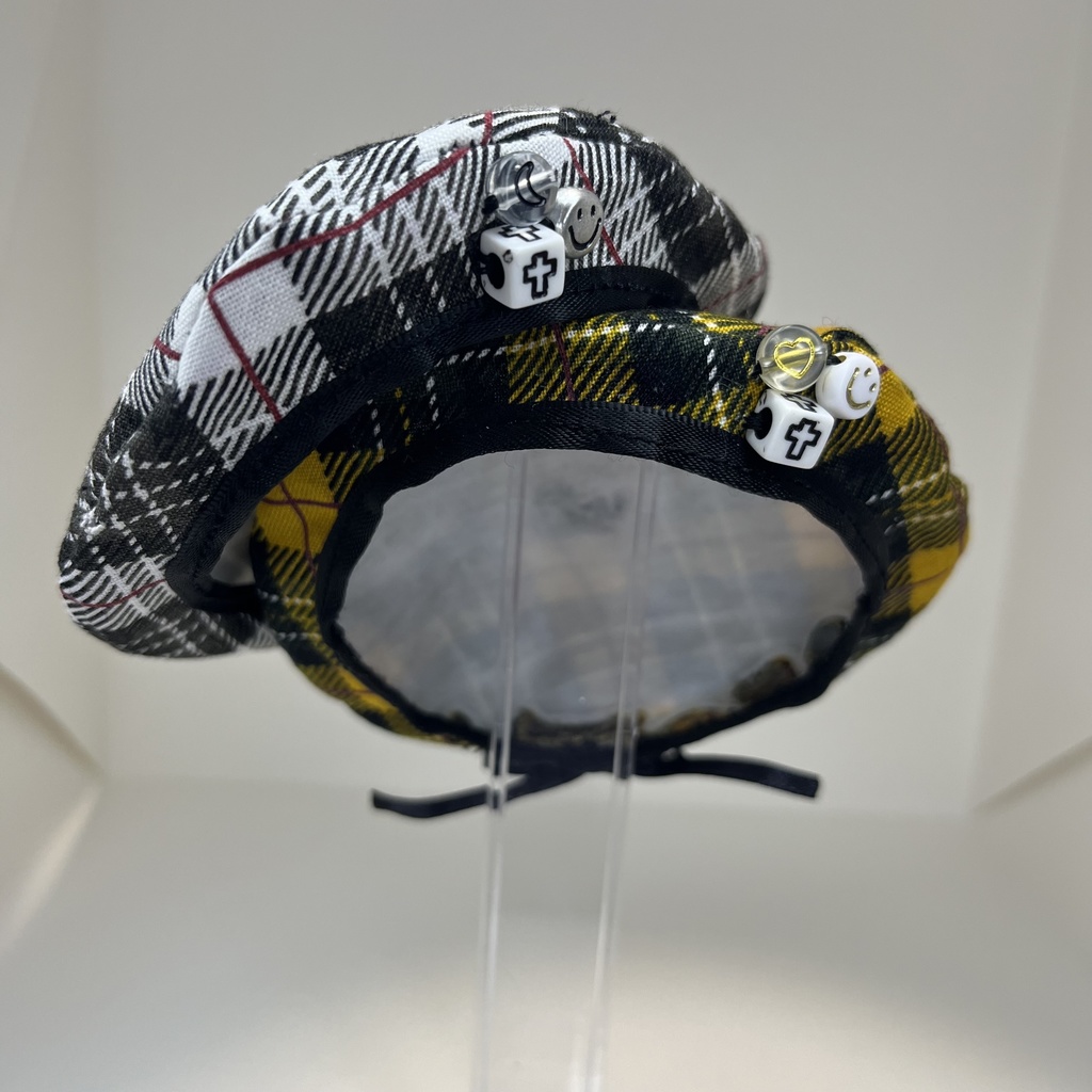 ぬい用 ぬい服 ちびぐるみ ベレー帽 セット チェック