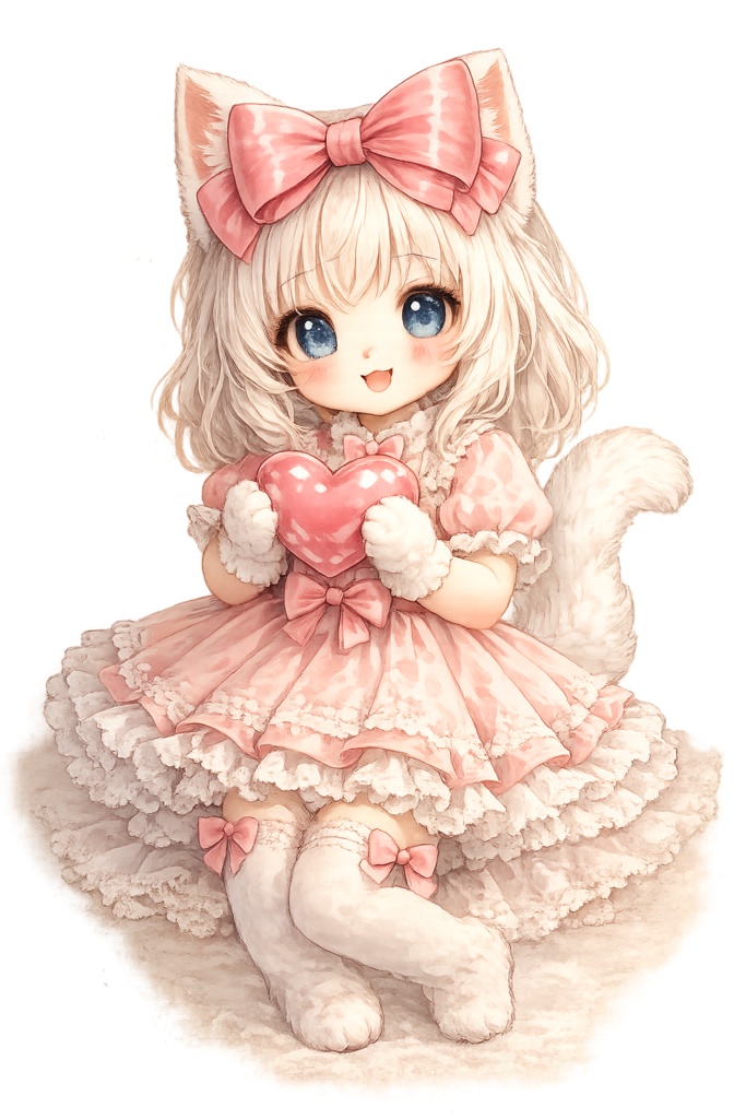 アニメ風のかわいい猫耳少女