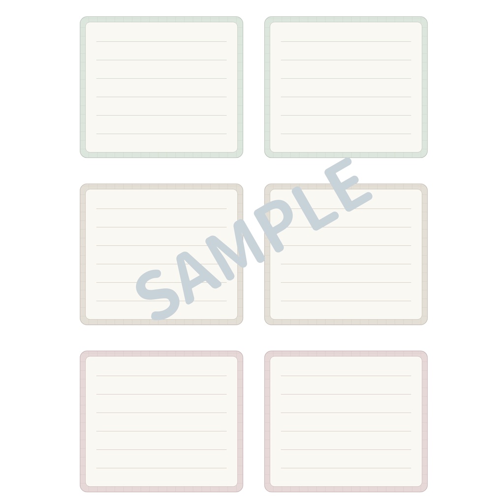 手帳ラベル&ミニメモ|3色・60パーツ|A4 PDF
