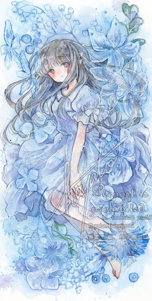 額装原画『Herbarium-blue-』