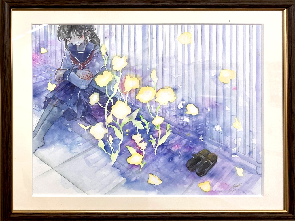 額装原画『屋上に咲いた花』