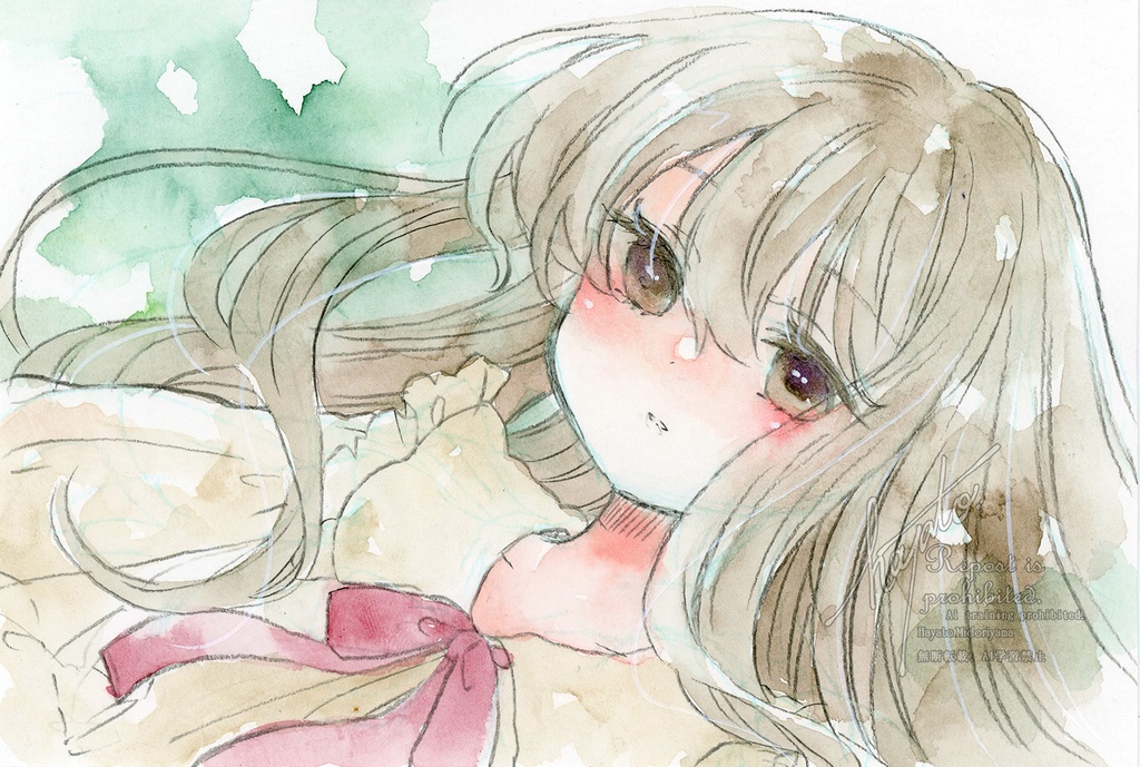 はがきサイズ原画　秋の気配