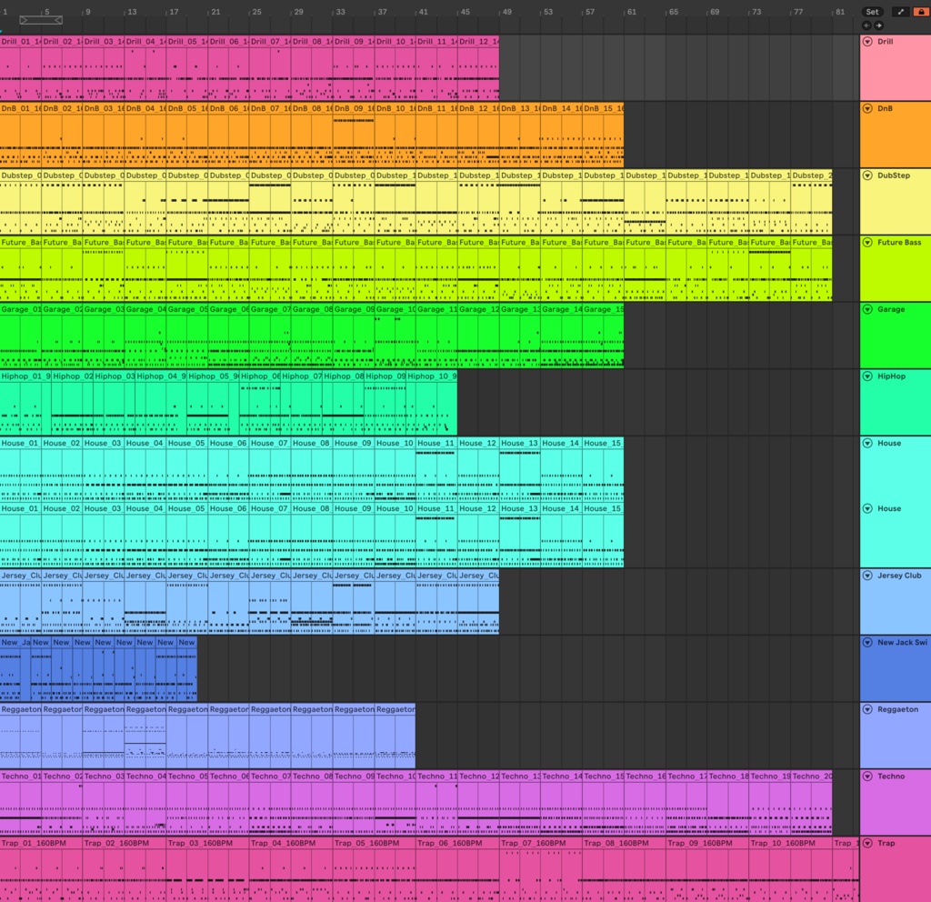 エレクトロ系 DRUM MIDI PACK (12ジャンル・合計181パターン収録)
