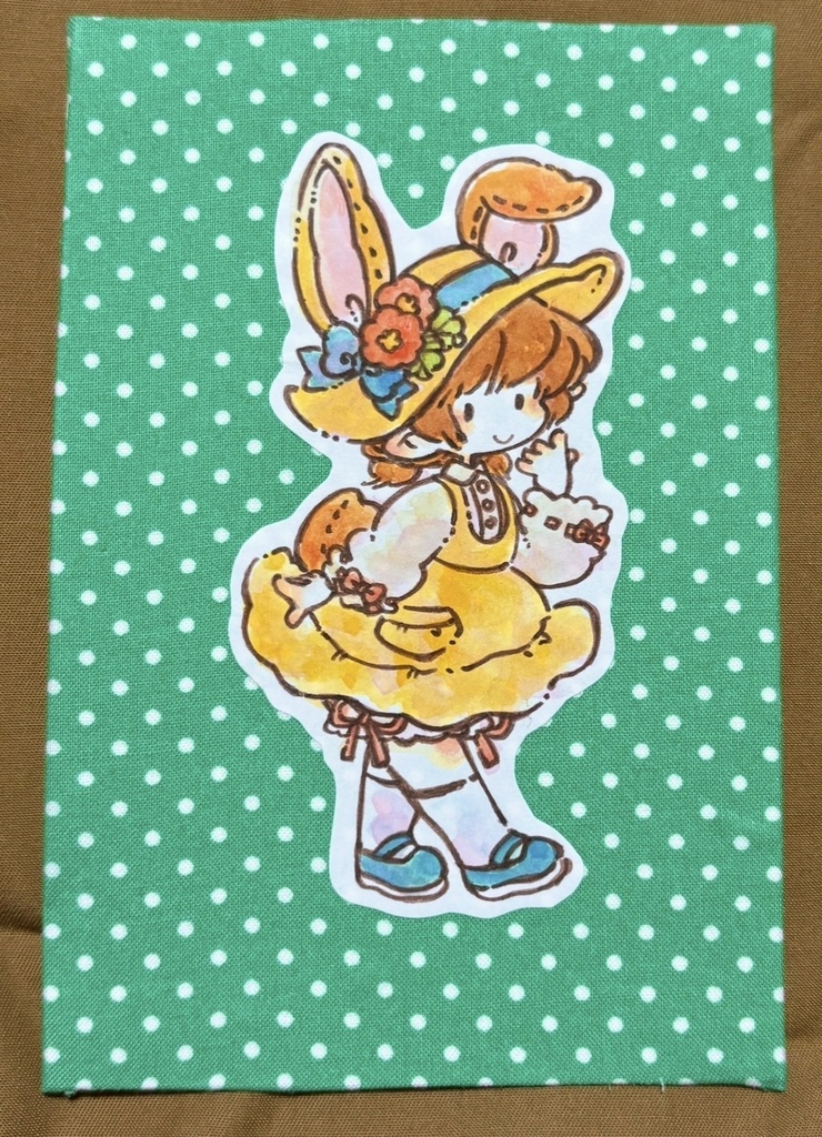 布貼り台紙水彩原画　おすましちゃん
