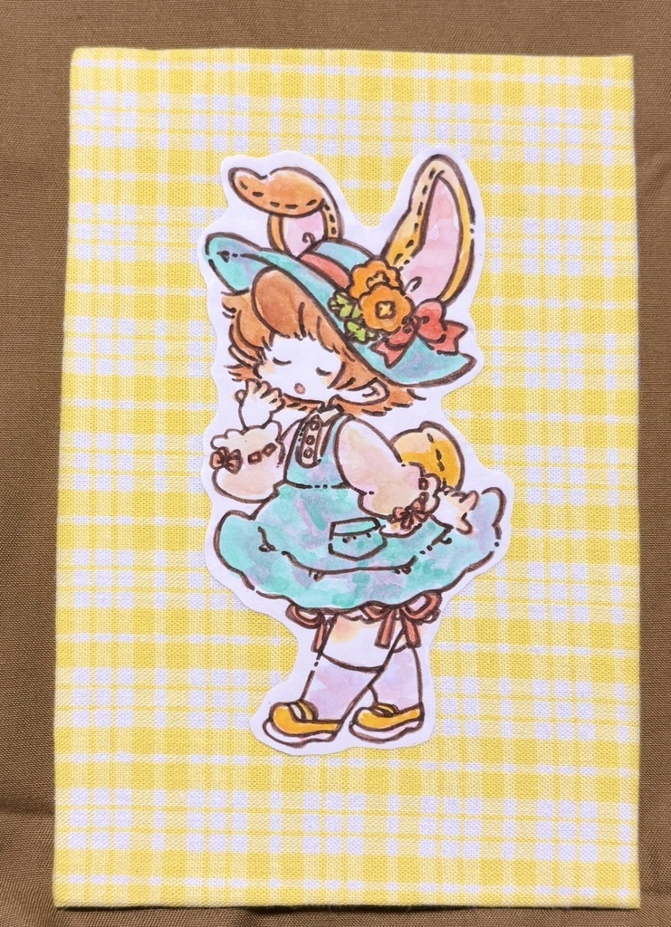 布貼り台紙水彩原画　飽きちゃったちゃん