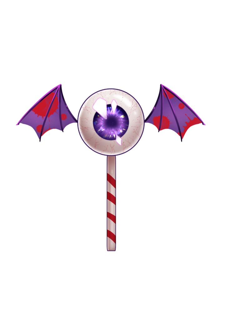 【無料DLあり】萬聖節_Halloween_ハロウィン素材_眼球キャンデー-眼球棒棒糖_コウモリ-蝙蝠翅膀【支援Live2d】【Vtuber向け】