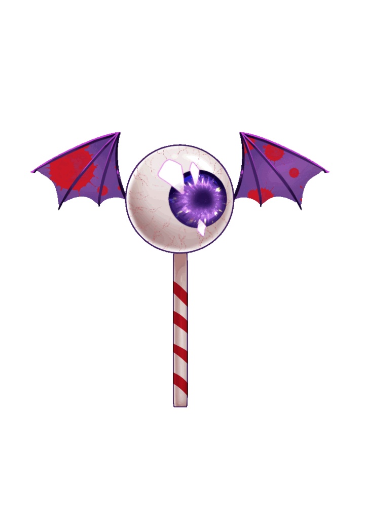 【無料DLあり】萬聖節_Halloween_ハロウィン素材_眼球キャンデー-眼球棒棒糖_コウモリ-蝙蝠翅膀【支援Live2d】【Vtuber向け】