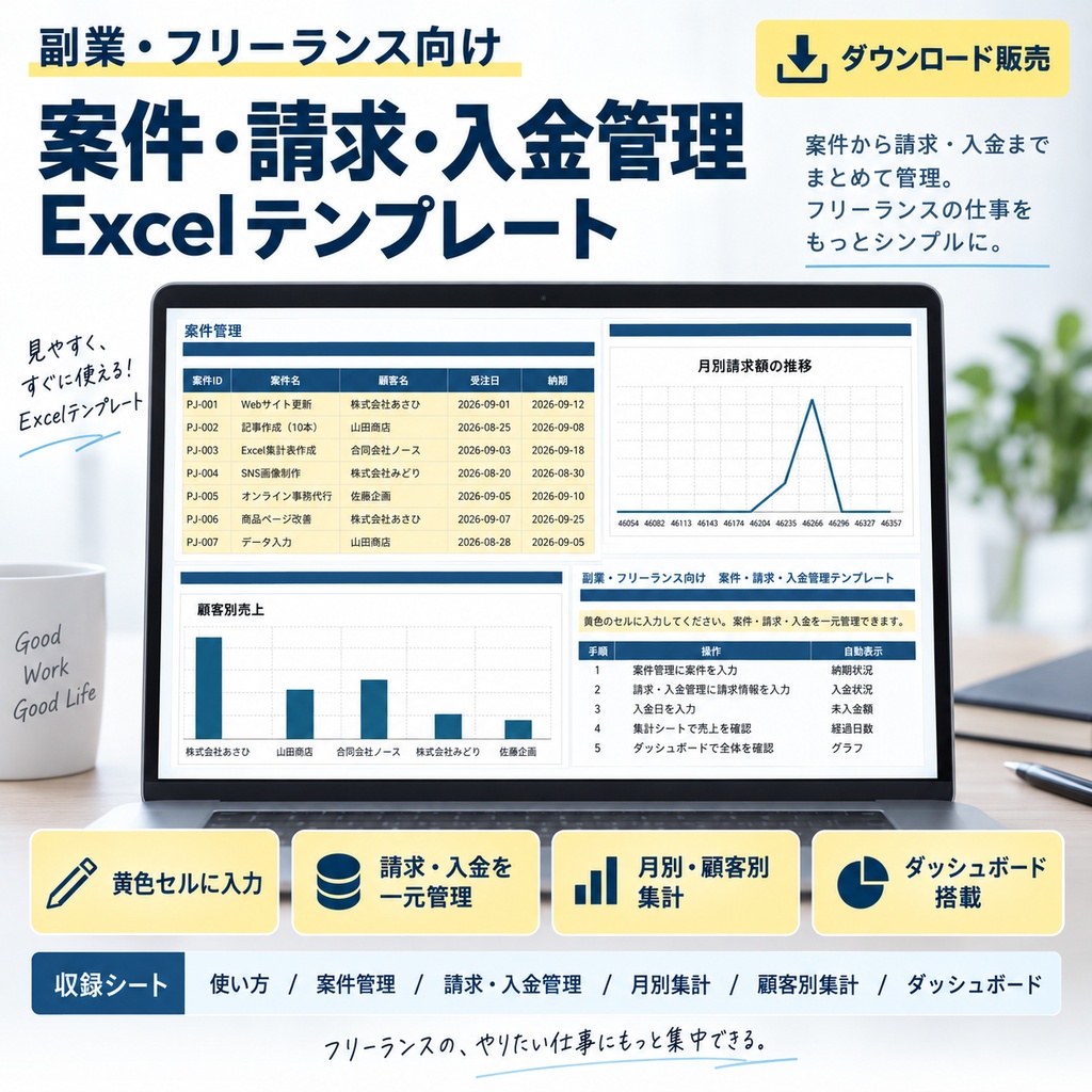 副業・フリーランス向け｜案件・請求・入金管理Excelテンプレート