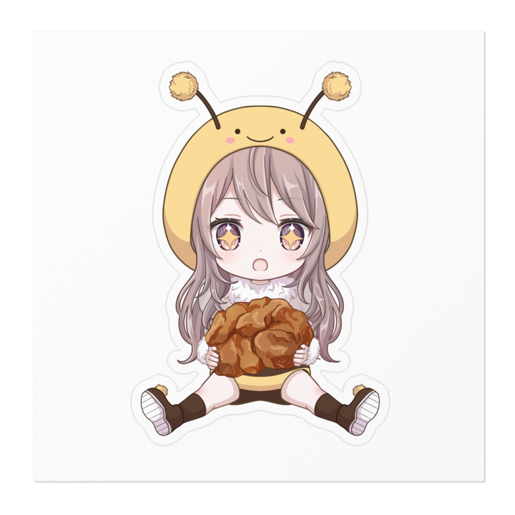 ちびはちねえ着ぐるみ唐揚げキラキラver.ステッカー