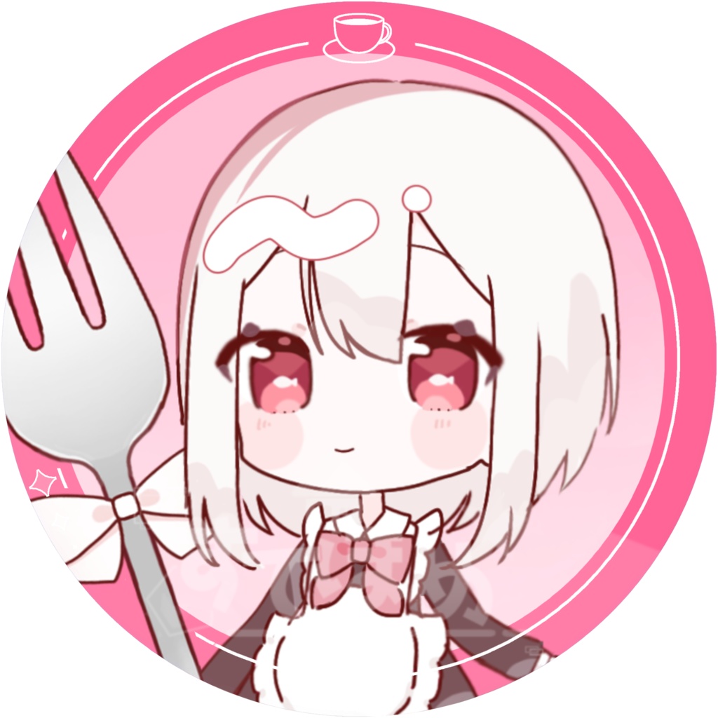 缶バッジ しろ(すてほめCAFE ver.)