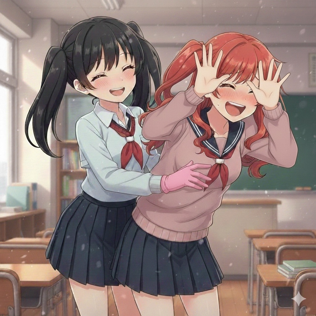 【AI生成】女子高校生たちの戯れ【くすぐり】