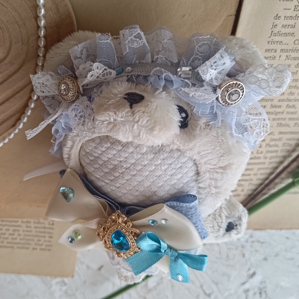 10 11 12cm ぬい ぬい服 リボン ヘドレ ヘッドドレス