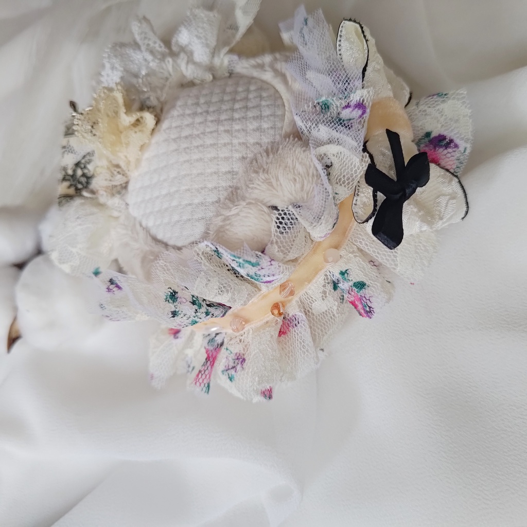 10 11 12cm ぬい ぬい服 ヘドレ ヘッドドレス リボン