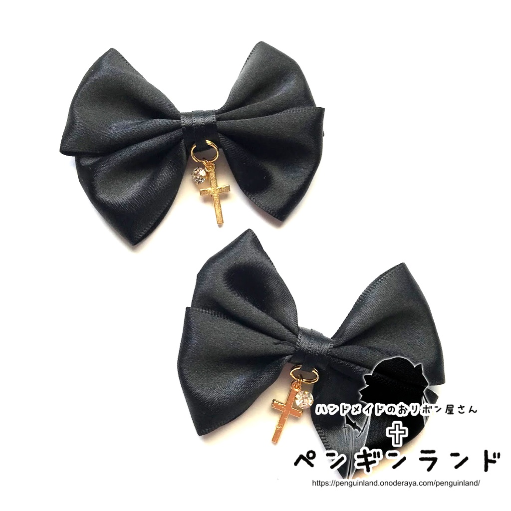 【ヘアクリップ｜左右セット】ゴスロリ蝶々おリボン