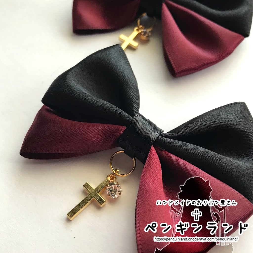 【ヘアクリップ|左右セット】ゴスロリ蝶々おリボン