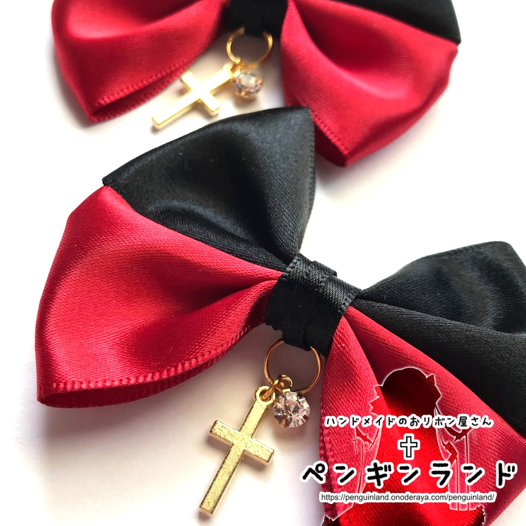 【ヘアクリップ|左右セット】ゴスロリ蝶々おリボン