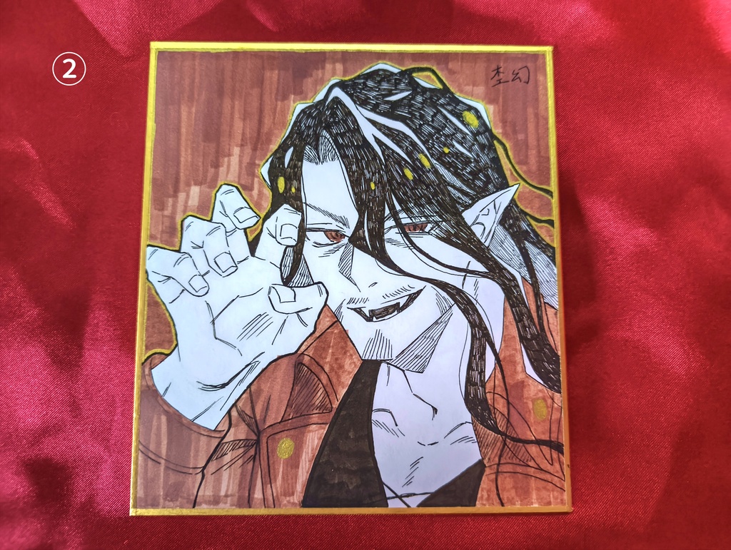ミニ色紙イラスト:イケオジ吸血鬼