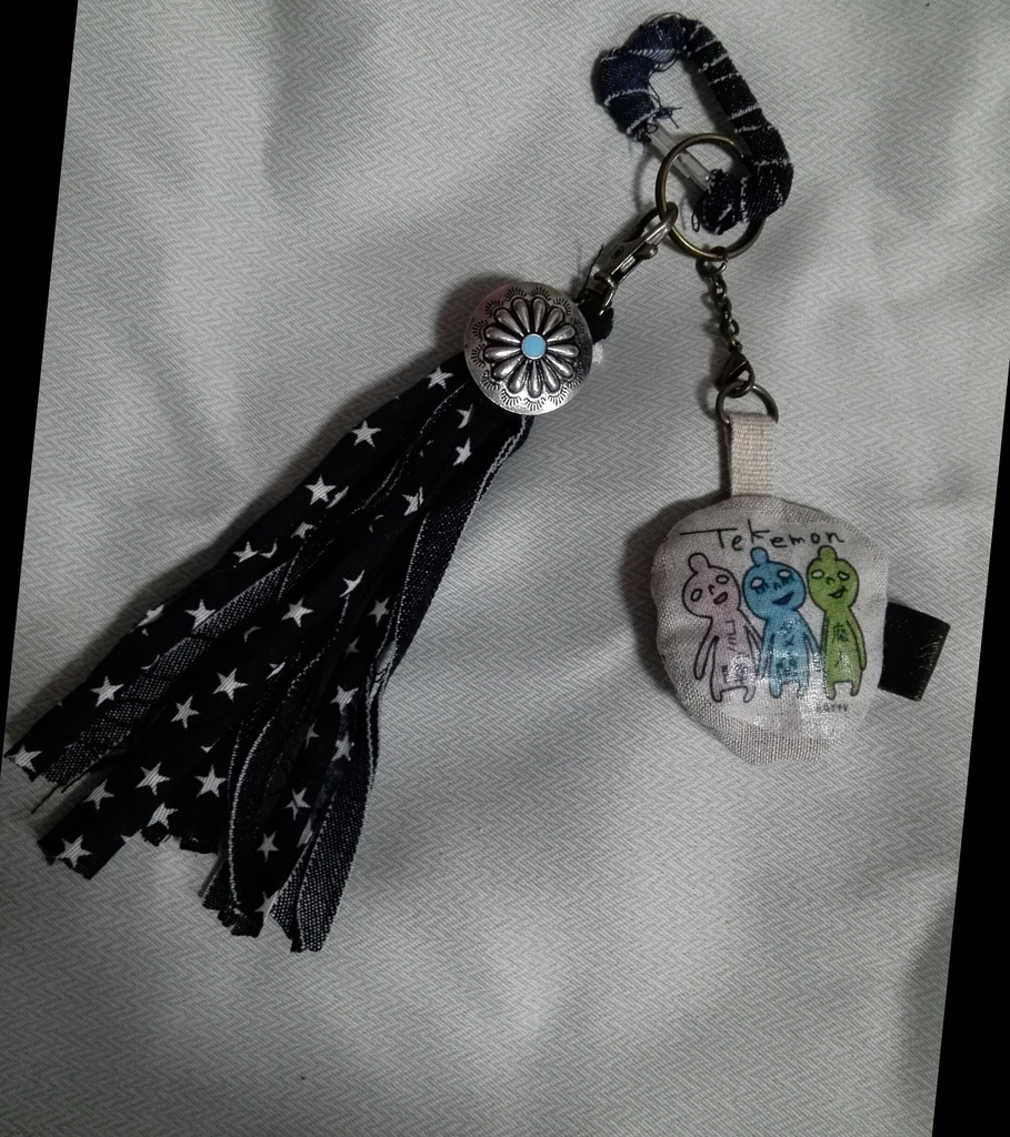ハンドメイド③手作りてけもんチャーム3人組てけもん