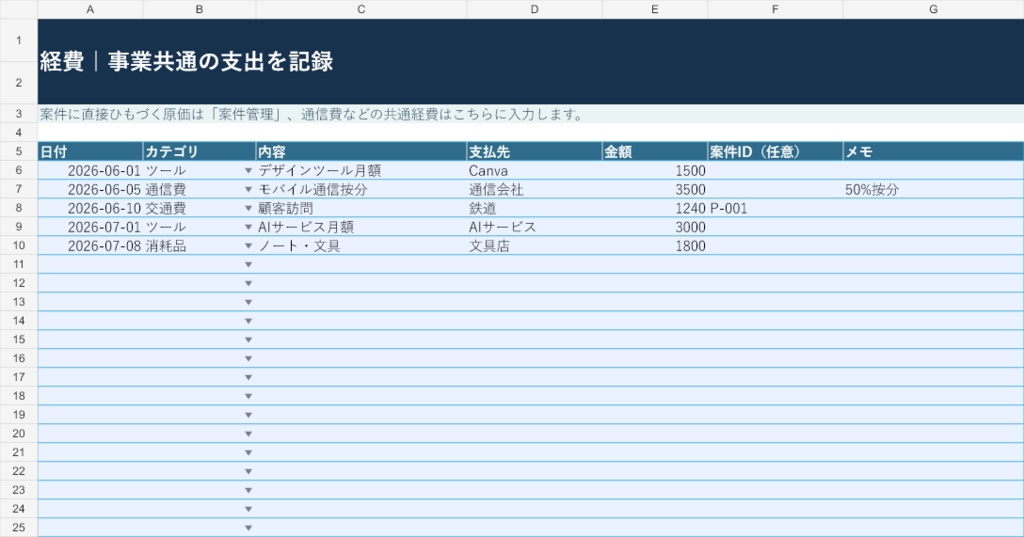 【Excel】クリエイター向け案件・収益管理|売上・利益・実質時給・未入金を自動集計