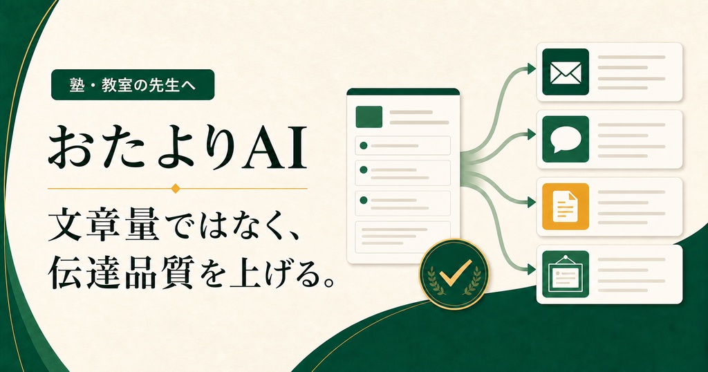 【無料16文例つき】おたよりAI｜塾・教室の保護者連絡を4形式で作成