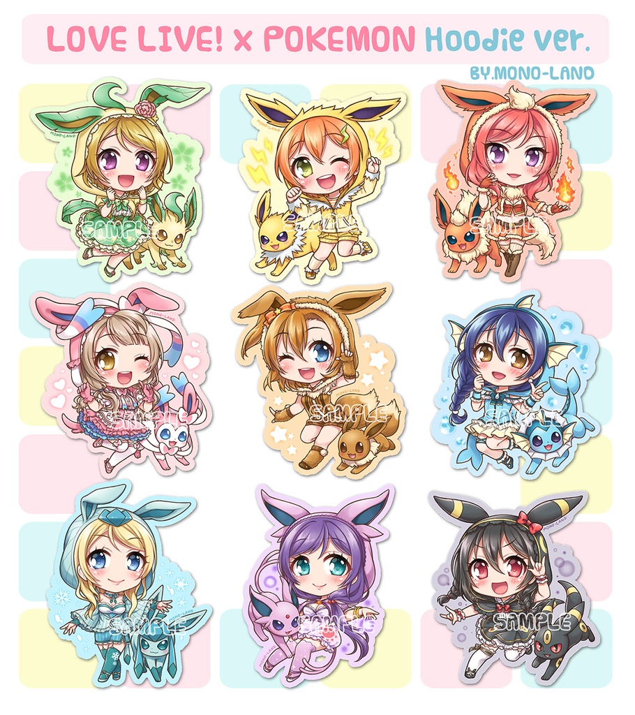 【販売終了】μ's x Pokemon 両面アクリルキーホルダー9個セット