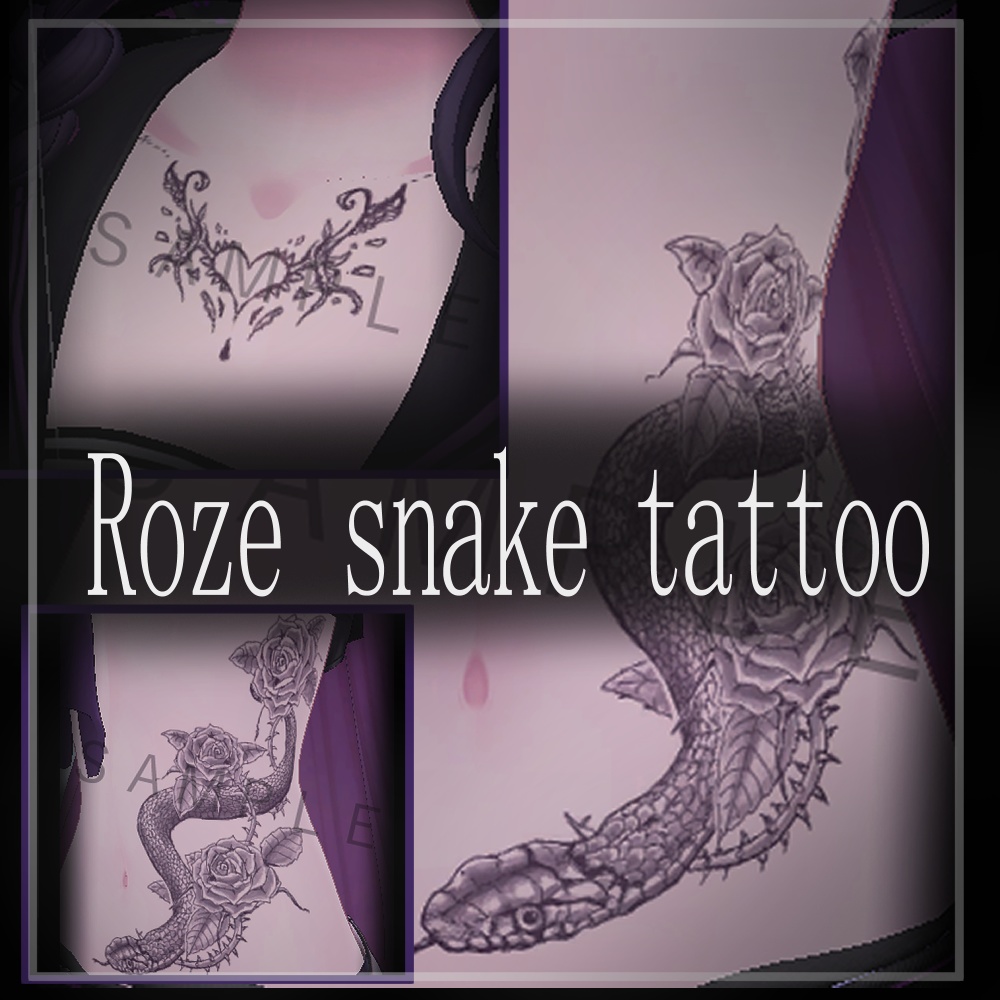 【ミルティナ・ショコラ・アデノフォラ・マヌカ・シエル対応】🌹Roze snake tattoo🌹