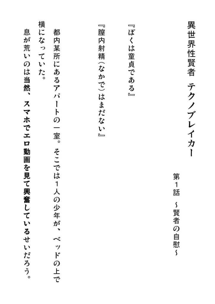 【小説】異世界性賢者 テクノブレイカー