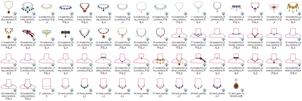 [Webtoon Style] 3D Line Art Necklace Full Set(cs3o)
