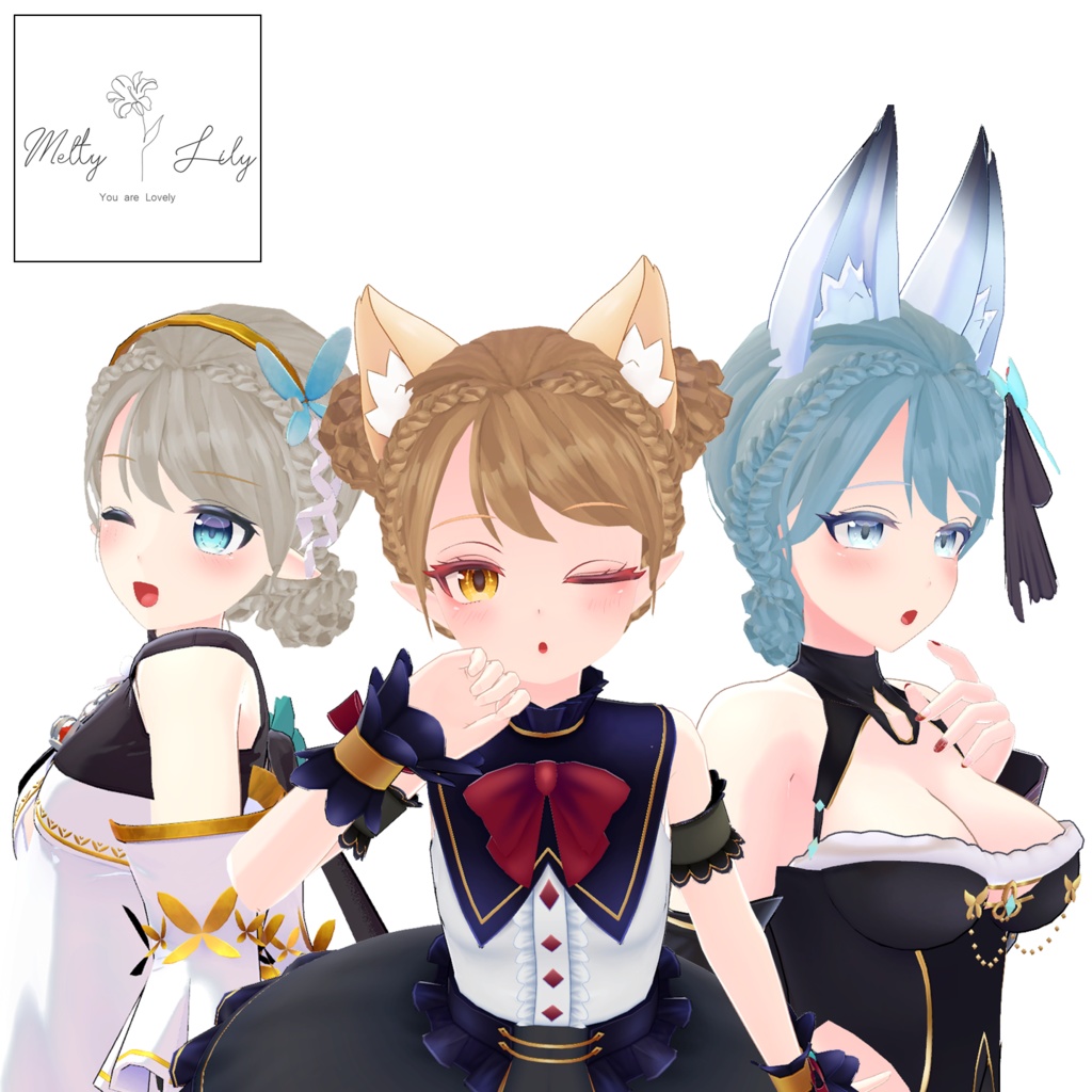 編み込みお団子ヘア【18種アバター対応】