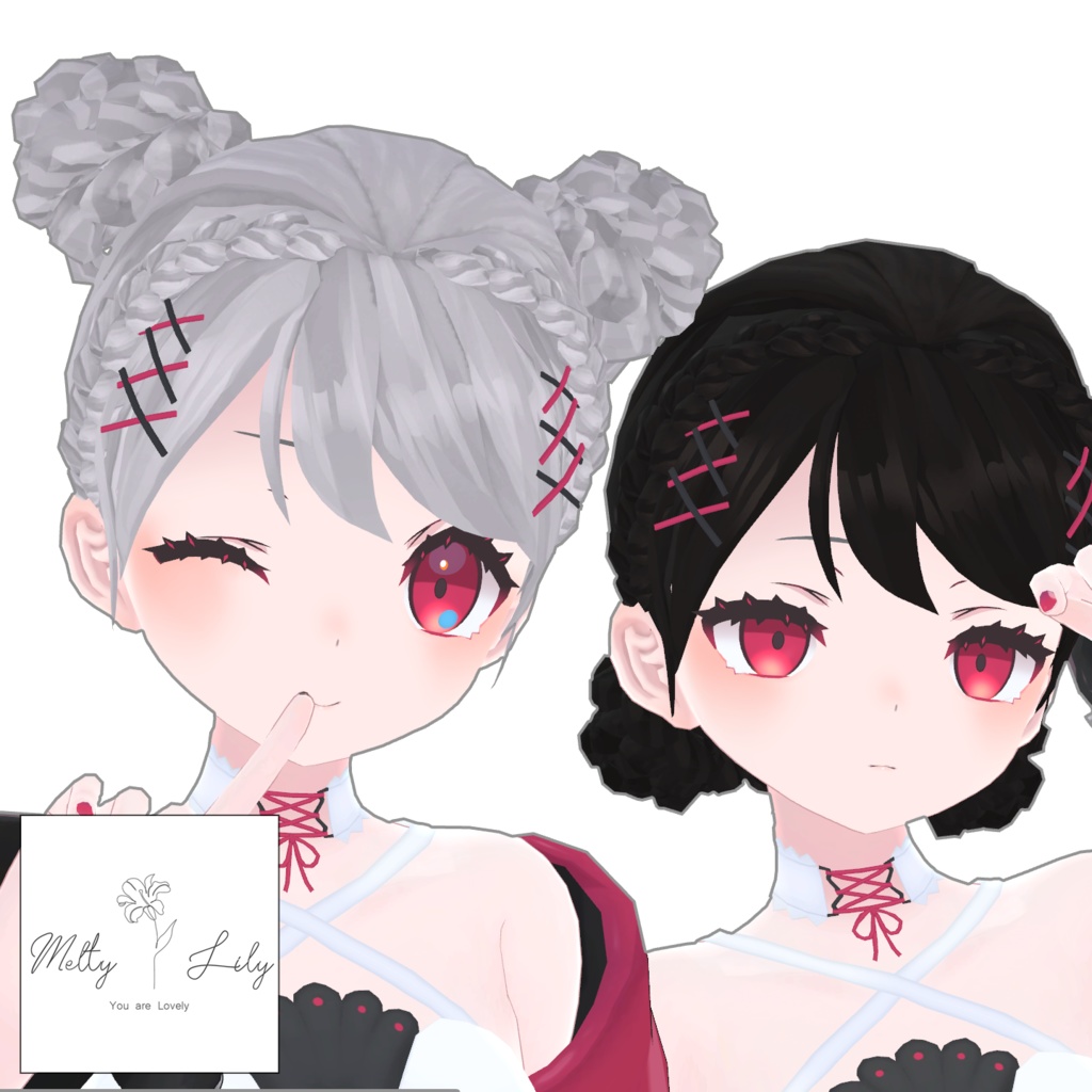 編み込みお団子ヘア【18種アバター対応】