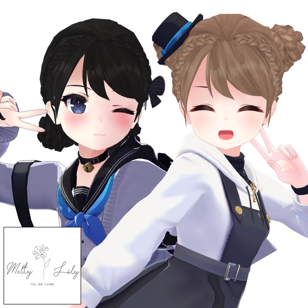 編み込みお団子ヘア【18種アバター対応】