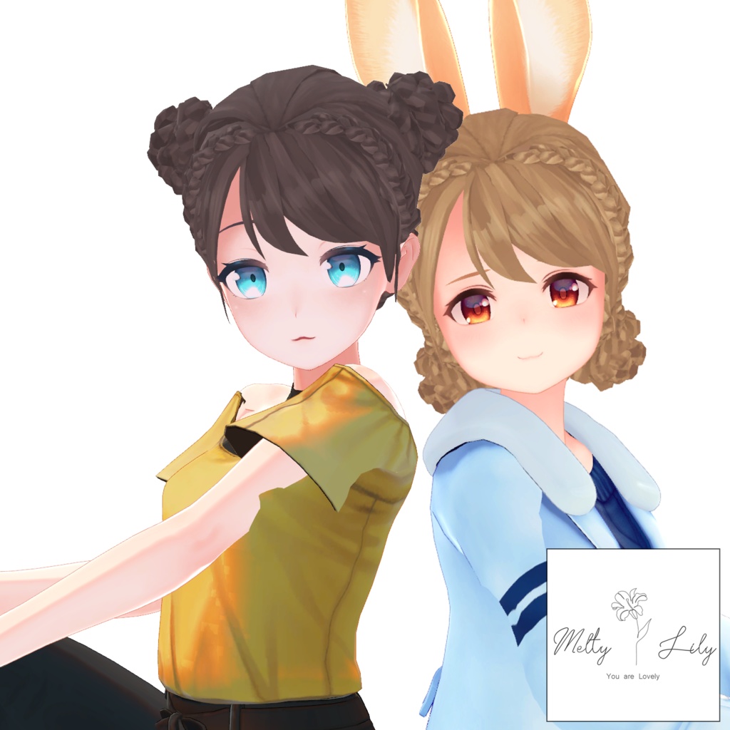 編み込みお団子ヘア【18種アバター対応】