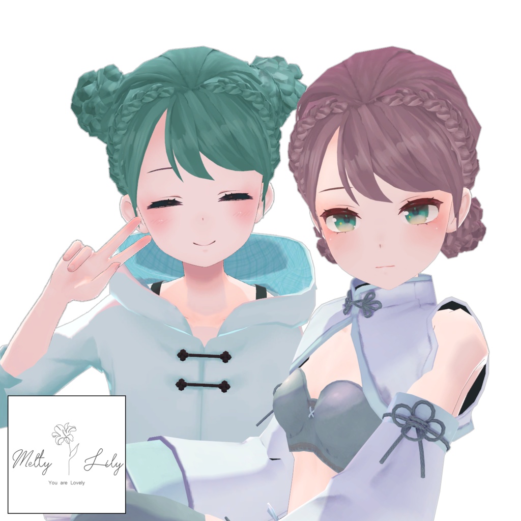 編み込みお団子ヘア【18種アバター対応】